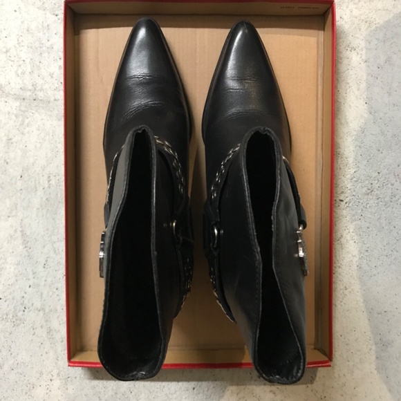 Harley-Davidson Studded Leather Moto Booties Women's Size 5.5 Black Pointy Toe - Picture 7 of 7